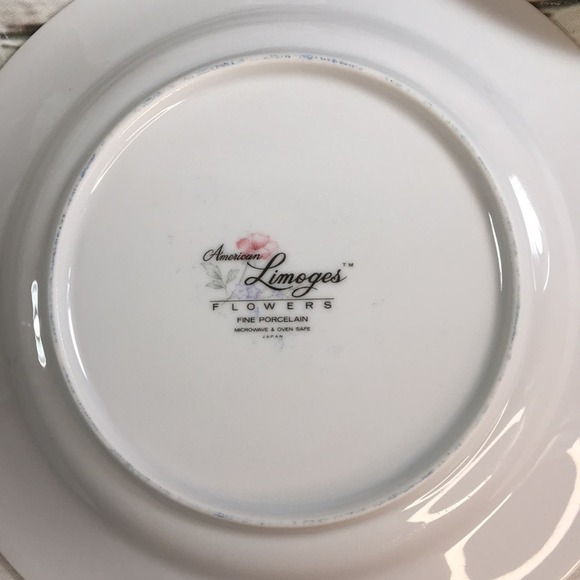 4 Limoges American 7 5/8" Salad Plates Flowers‎ Pattern Fine Porcelain China - Picture 5 of 6